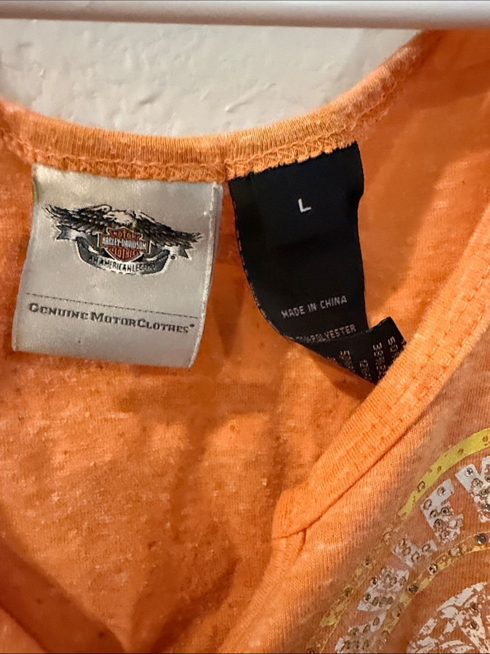 Harley-Davidson Orange Henley Graphic Tank Top - Picture 2 of 4